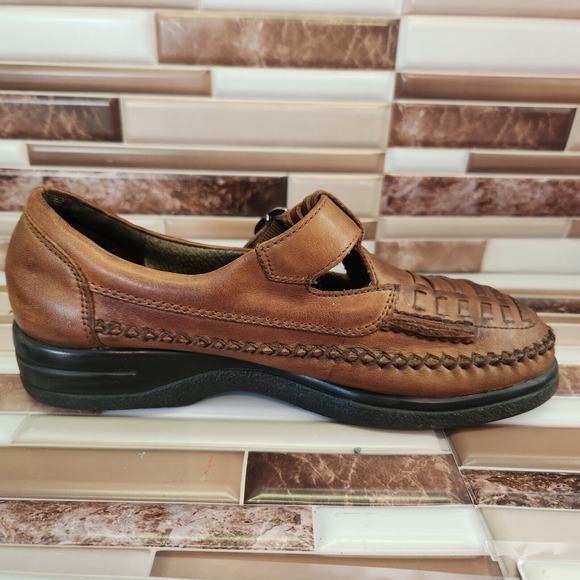 Dr. Scholls Shoes Womens 6.5 Brown Leather Loafers Adjustable Buckle - Picture 4 of 11